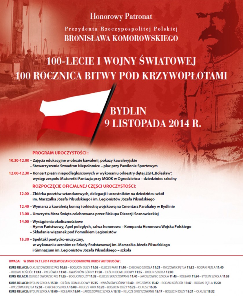 Bydlin - 100 rocznica Bitwy pod Krzywopłotami (plakat zapraszajacy)