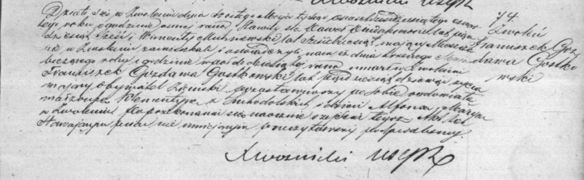 Akt zgonu Franciszka Gozdawy Gostkowskiego 03.05.1864 r.