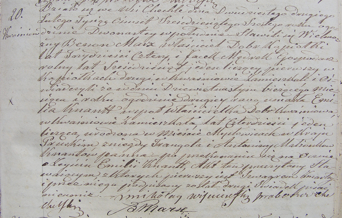 Akt stanu cywilnego zgonu Emilia Zofia Henryetta Knaut 19.02.1866 r. (Chechło).