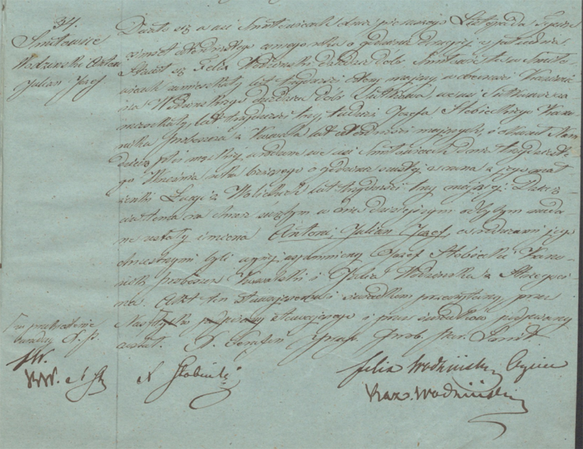 Akt stanu cywilnego urodzenia Antoni Julian Józef Wodziński 30.09.1848 r.