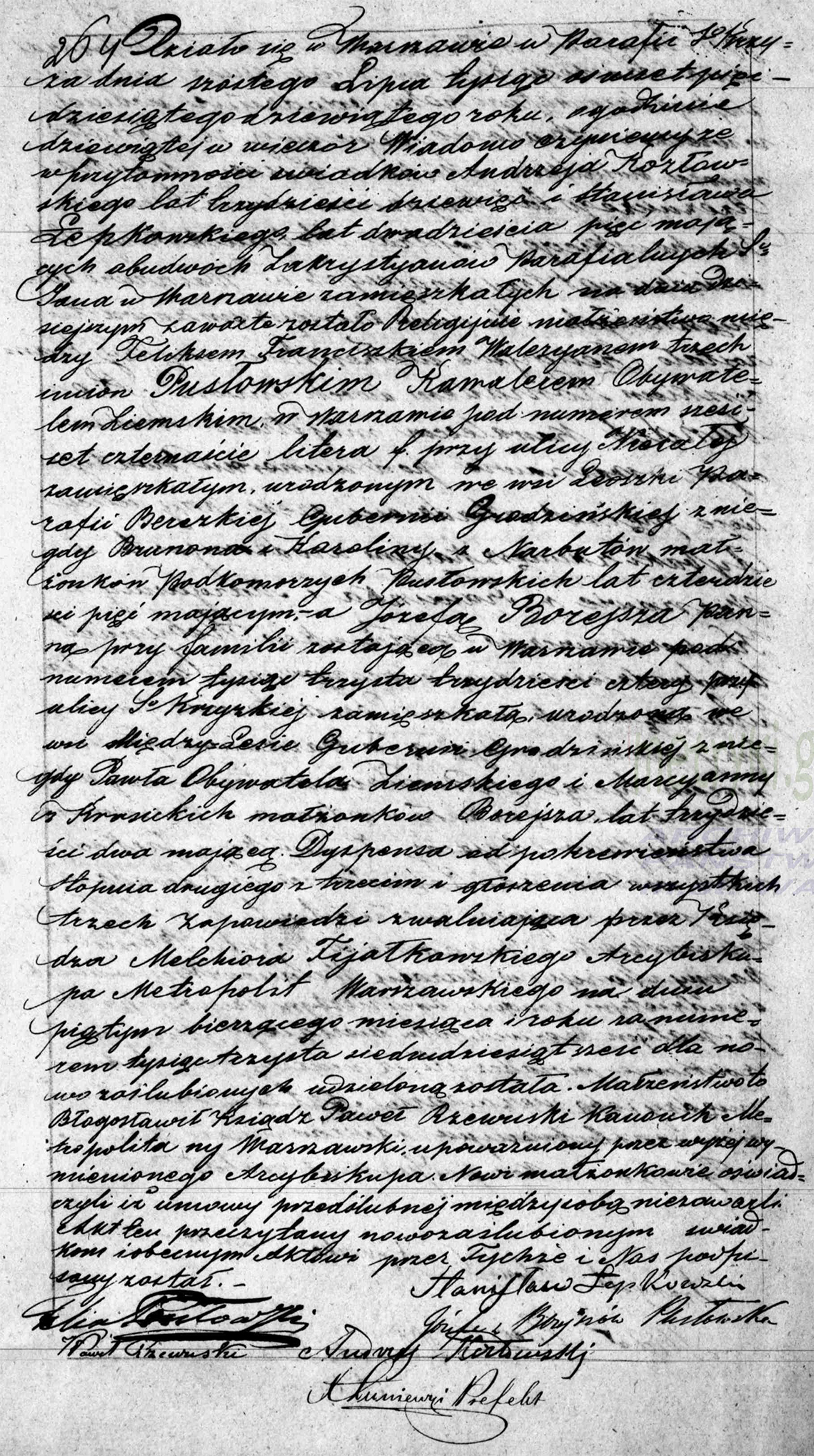 Akt stanu cywilnego małżeństwa Feliks Franciszek Walezyan Pusłowski & Józefa Borejsza 06.07.1859 r.