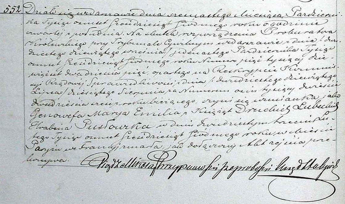Akt stanu cywilnego zgonu Genowefa Marya Emilia Pusłowska 23.02.1867 r.