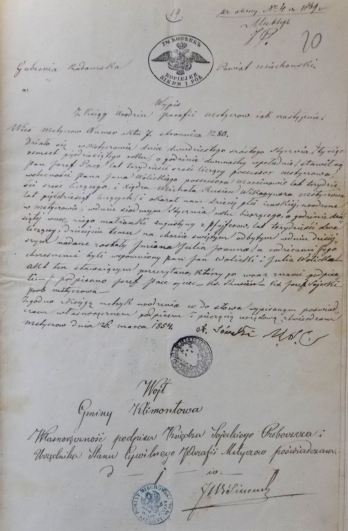 Dowody (allegaty) do aktu małżeństwa Emanuel Friedrich Wilhelm Knaut & Julia Joanna Pace w dniu 04/16.09.1869 roku (3)