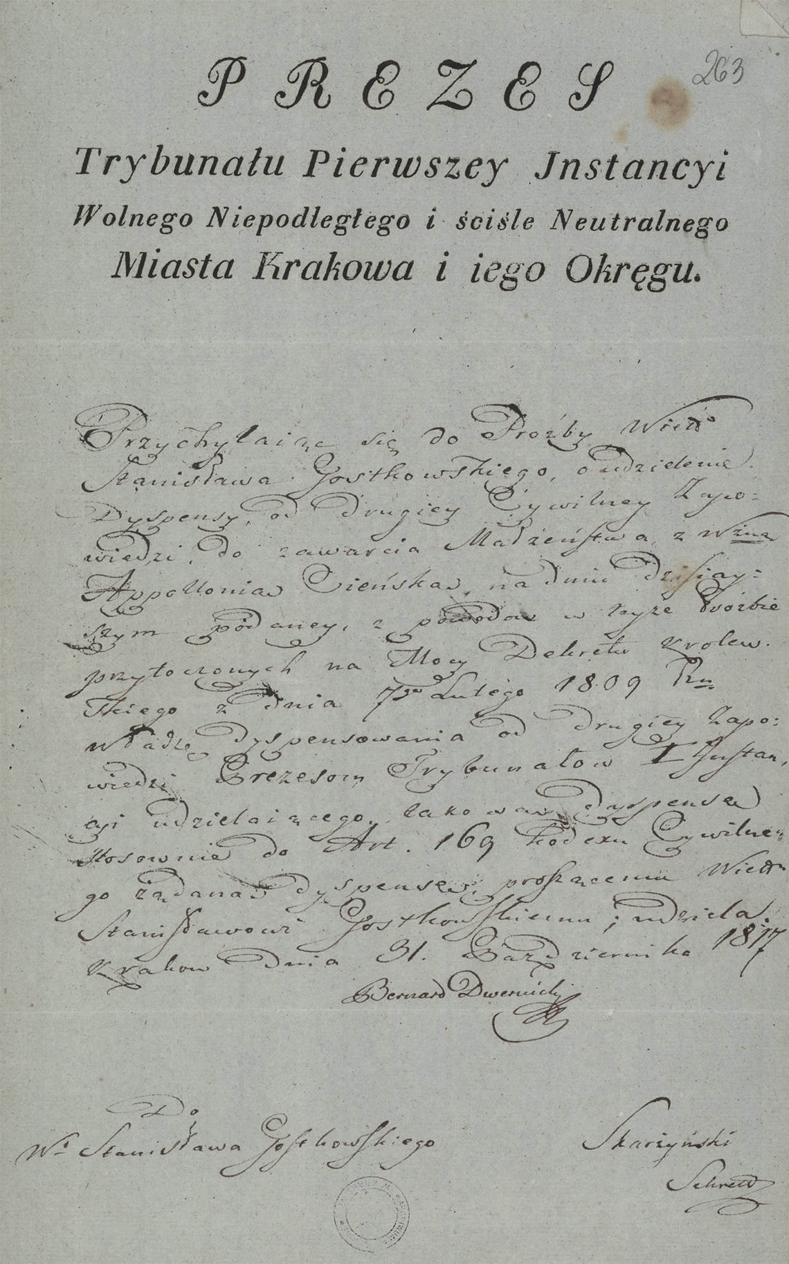 Alegaty do małżeństwa Stanisław Gostkowski & Martyna Apolonia Cieński (03.11.1817 r.) (7)