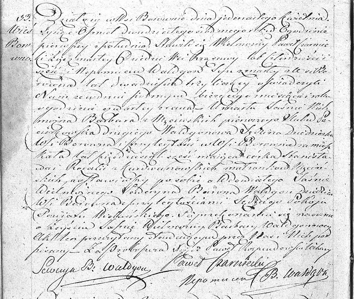 Akt stanu cywilnego zgonu Barbara Waldgon 07.04.1827 r.