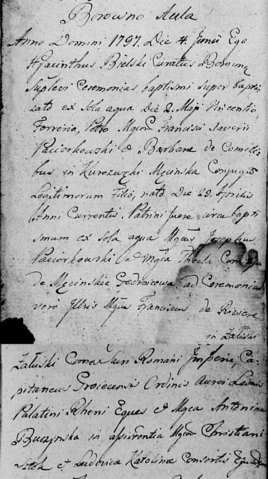 Akt metrykalny chrztu Wincenty Ferreriusz Piotr Paciorkowski 04.06.1797 r.