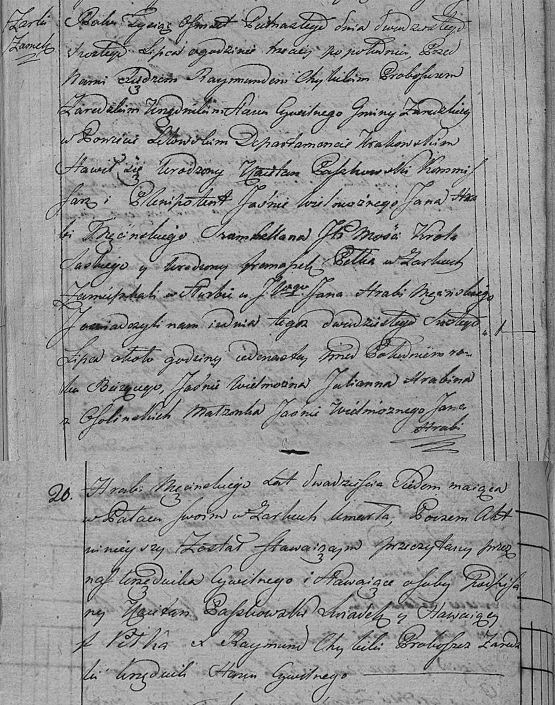 Akt stanu cywilnego zgonu Julianna z Ossolińskich Hr. Męcińska 26.07.1815 r.